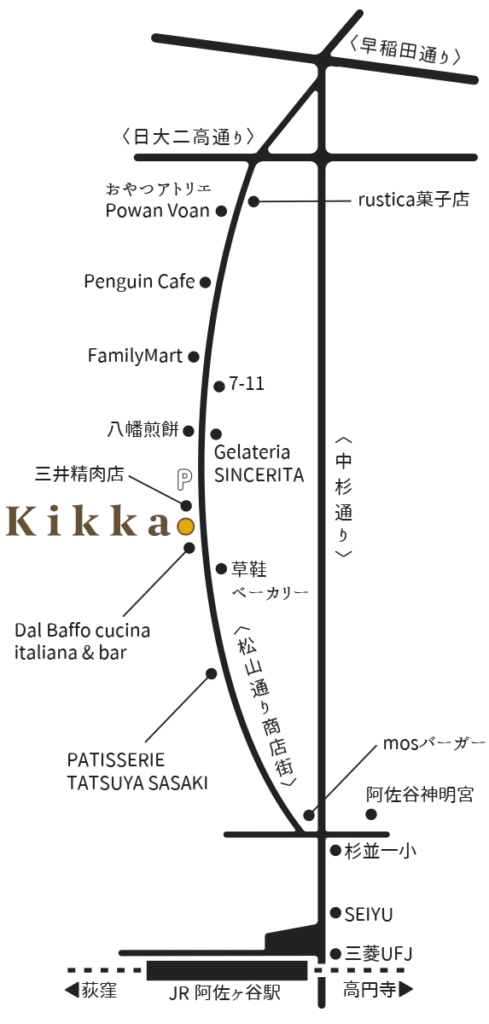 Kikkaの店舗を示す地図